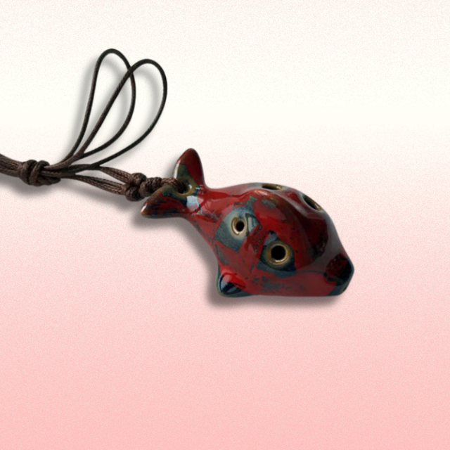 6 Hole Red Ocarina Little Dolphin Shape OcarinaKalimba
